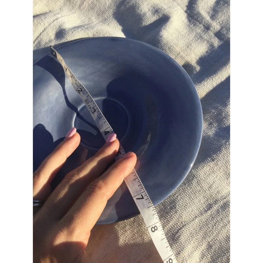 Pottery Barn saucer only 7” light blue tea cup boho ceramic pottery hand painted